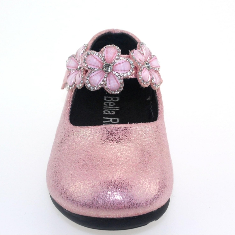 BELLA ROSA | Toddler Little Girls Glitter Pink Flowers Mary Jane Dress Shoes - Picture 13 of 13